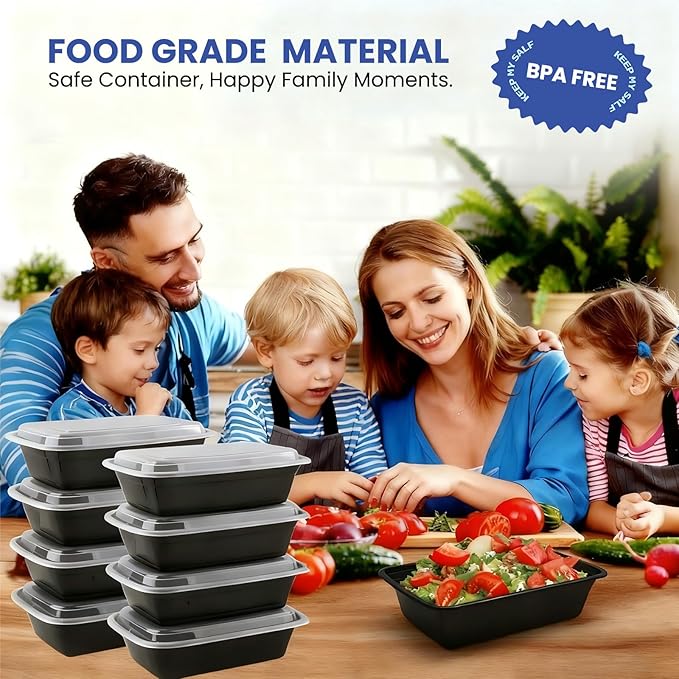 38oz 50 Pack Meal Prep Containers Reusable, Disposable Food Containers