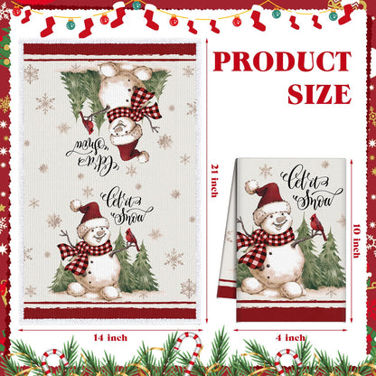 FuWeave 6 Pcs Christmas Kitchen Towels Red White Snowman Winter Dish Towel 21 x 14 Inch Decorative Bathroom Hand Towel Absorbent Holiday Tea Towel Christmas Decor for Kitchen Farmhouse Gift