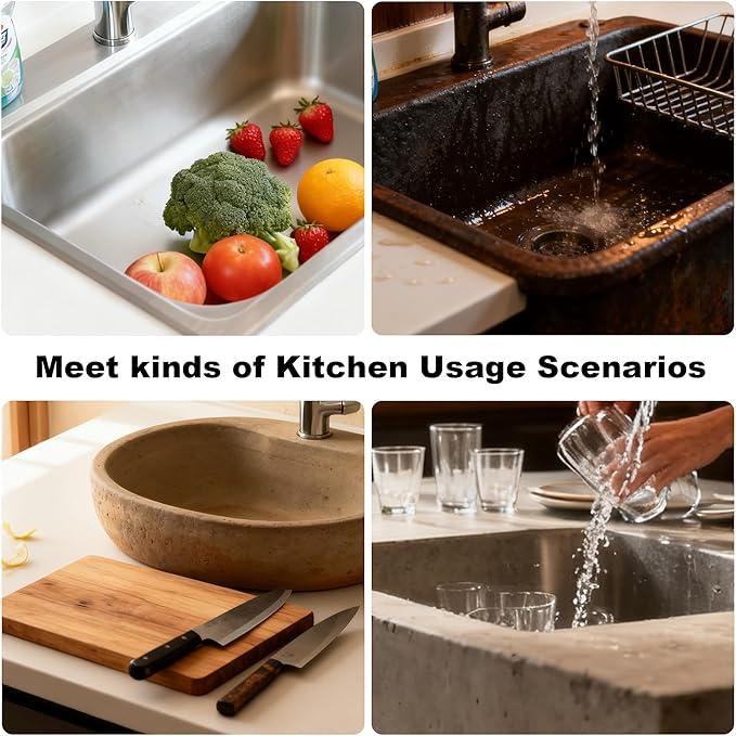 Kitchen Sink Drain Strainer, Stainless Steel 3-in-1 Pop-up Sink Stopper