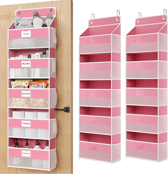 Over The Door Organizer Hanging, 2 Pack 5 Shelf Behind The Doors Storage