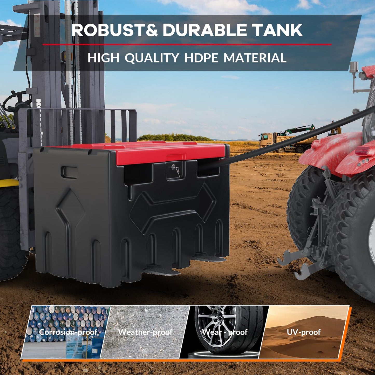50 Gal Portable Diesel Transfer Tank with 12V Electric Pump, Fuel Tank with Auto Shut-Off Nozzle & 13ft Hose, Heavy Duty HDPE Fuel Storage for Truck, Farm & Generator Black