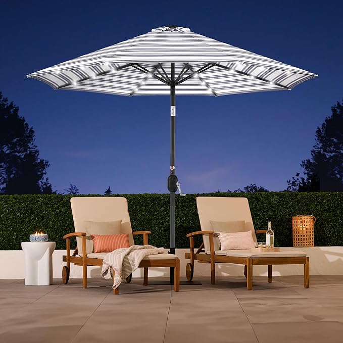 Best Choice Products 10ft Solar Polyester LED Lighted Patio Umbrella w/Tilt Adjustment and UV-Resistant Fabric