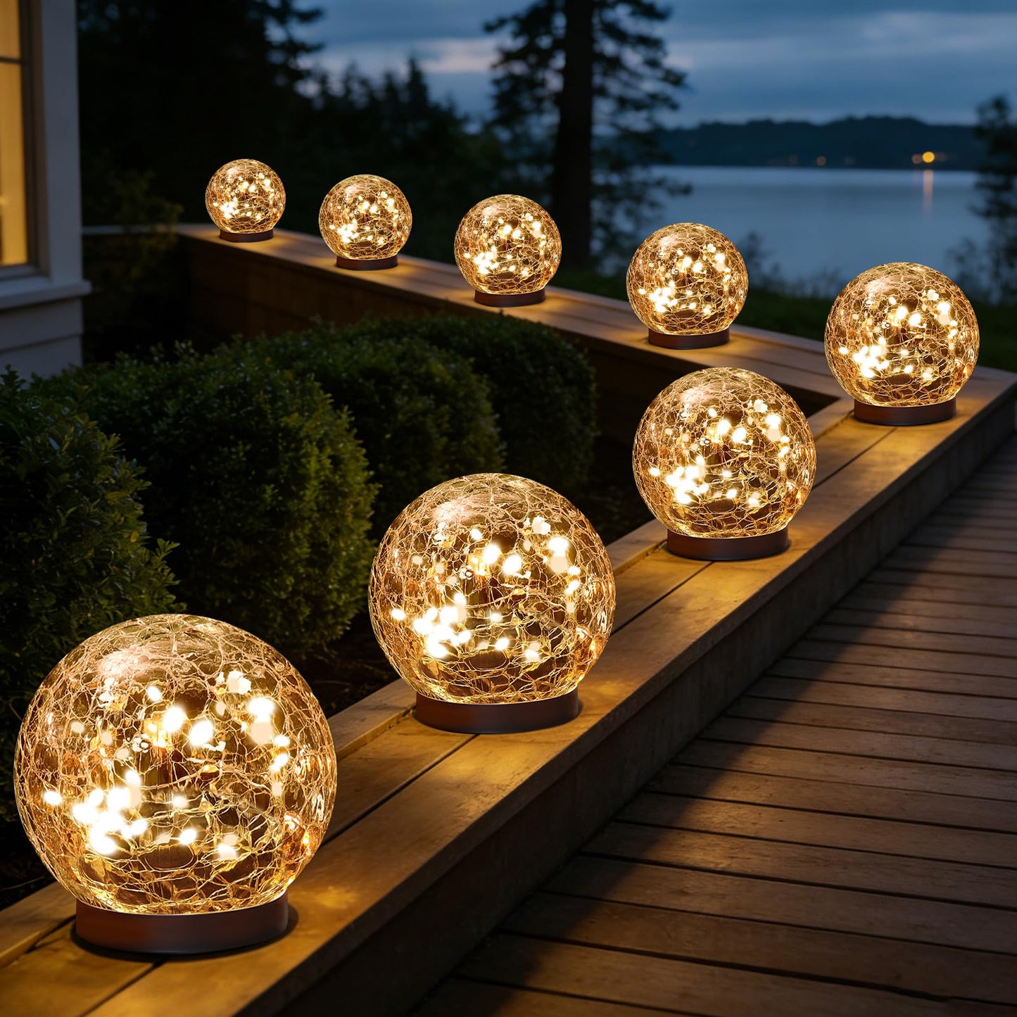MLKNK Solar Globe Lights Outdoor Waterproof-Solar Balls-Solar Garden Lights-Orbs for Outside 8 Pack Cracked Glass Ball for Lawn Patio Yard Backyard Decorations