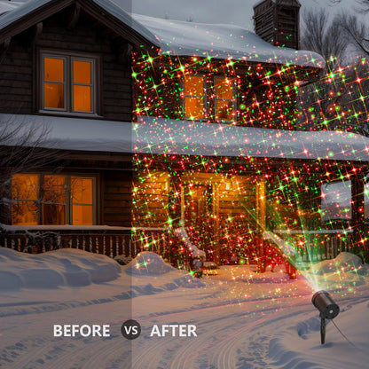 Christmas Projector Lights Outdoor, BLOFUN Red and Green Starlight Projection Light, 3 Modes with Remote Control, Halloween, Christmas, Party, New Year Decoration Waterproof and Frostproof