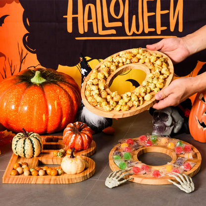 AWIZOM 3 Pcs Halloween Charcuterie Boards BOO Wooden Serving Platters Halloween Pine Wood Trays Wooden Snack Cookie Dish Plates for Home Kitchen Holiday Housewarming Dinnerware Presents