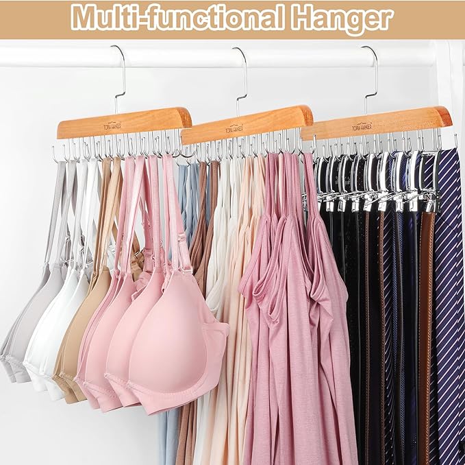 TOPIA HANGER Bra Hanger for Closet, 2 Pack Tank Top Hangers 40 Hooks Capacity