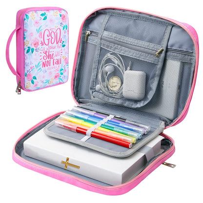 ICOSY Bible Cover Case for Women Girls Kids Bible Bag Case with Handle Kids Girls Bible Study Accessories Supplies