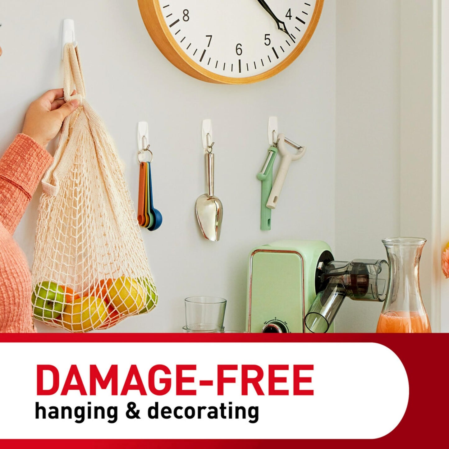 Command 5 lb Large Utility Hooks, 7 Wall Hooks and 12 Command Strips, Damage-Free Hanging with Adhesive Strips, No Tools for Hanging Christmas Decorations