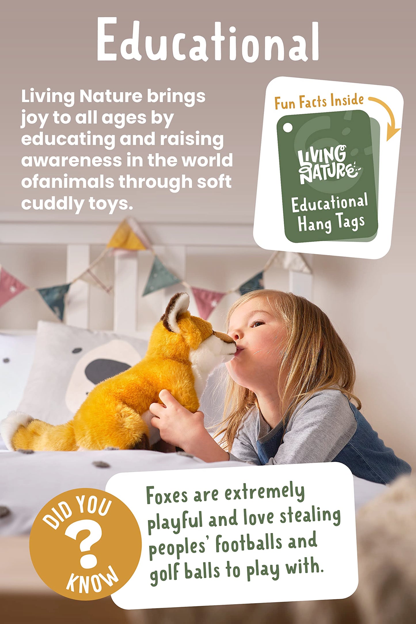 Living Nature Wildlife Buddies, 6 x Realistic Mini Cuddly Woodland Toys, Naturli Eco-Friendly Plushies, 9cm