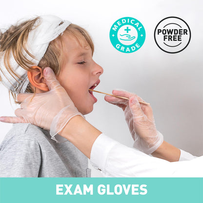 OKIAAS Vinyl Gloves(200PCS) Non Latex, Touch Screen|Examination|Kitchen Food Prep Safe|Plastic Household Washing Up Gloves Men Women Large