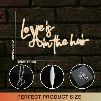 Wanxing LED Neon Sign for Hair Salon Decor Love Is in the Hair Neon Light Dimmable for Beauty Studio Party Salon Wall Decor Love Sign Gifts for Hairdresser and Beautician