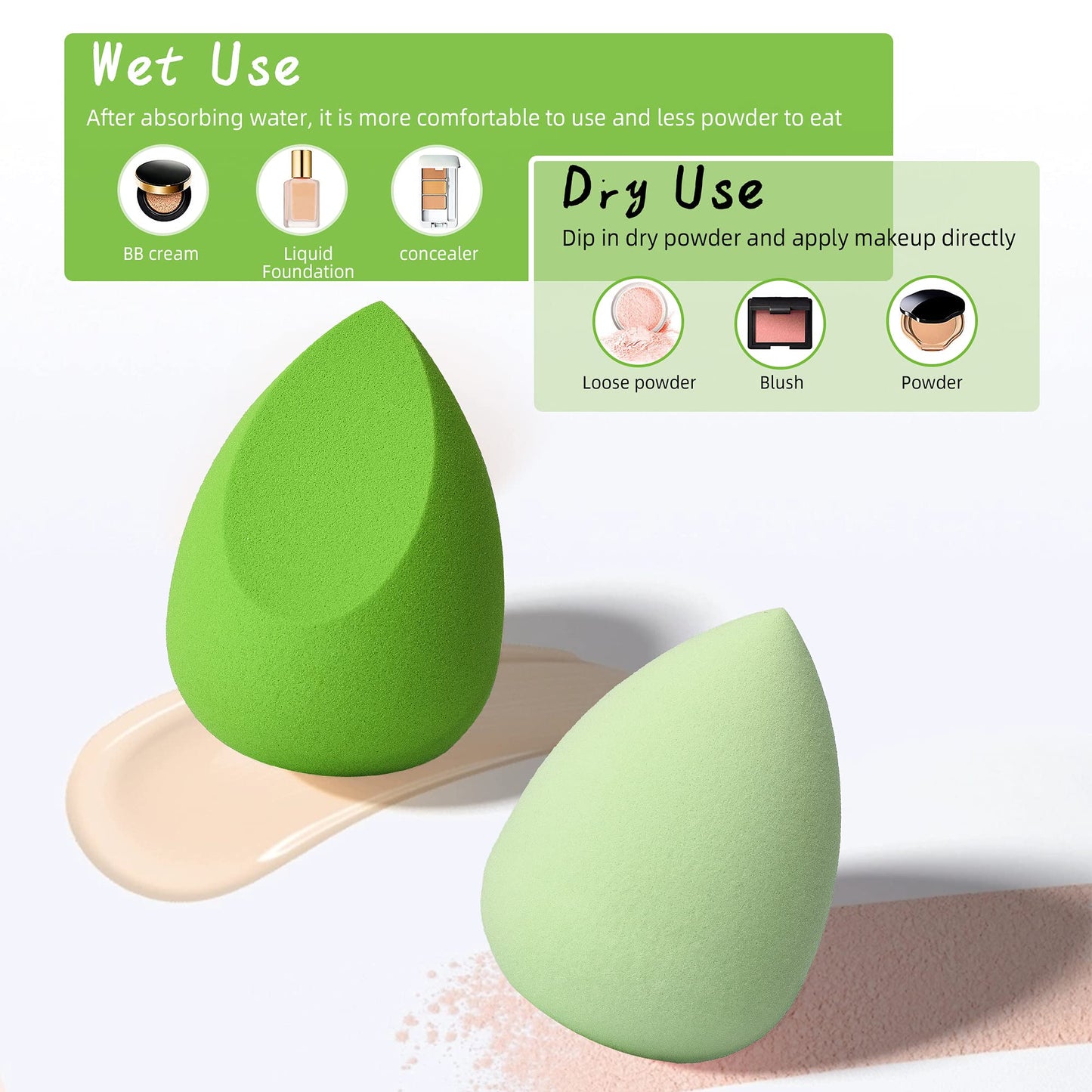 COSTICA Makeup Sponge Set Blender, Beauty Sponge Makeup Blender Flawless for Liquid - Multi Colored 4 pcs Rose Series