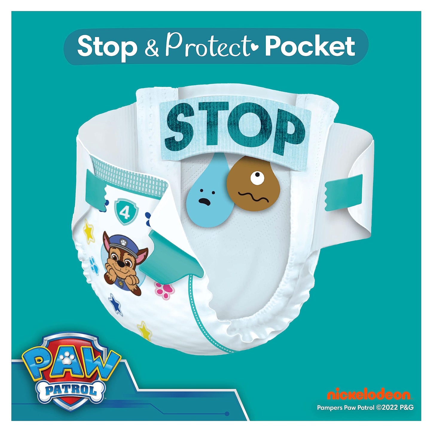 Pampers Baby-Dry Paw Patrol Edition Size 5, 186 Nappies, 11kg - 16kg, Monthly Pack, with A Stop & Protect Pocket to Help Prevent Leaks at The Back