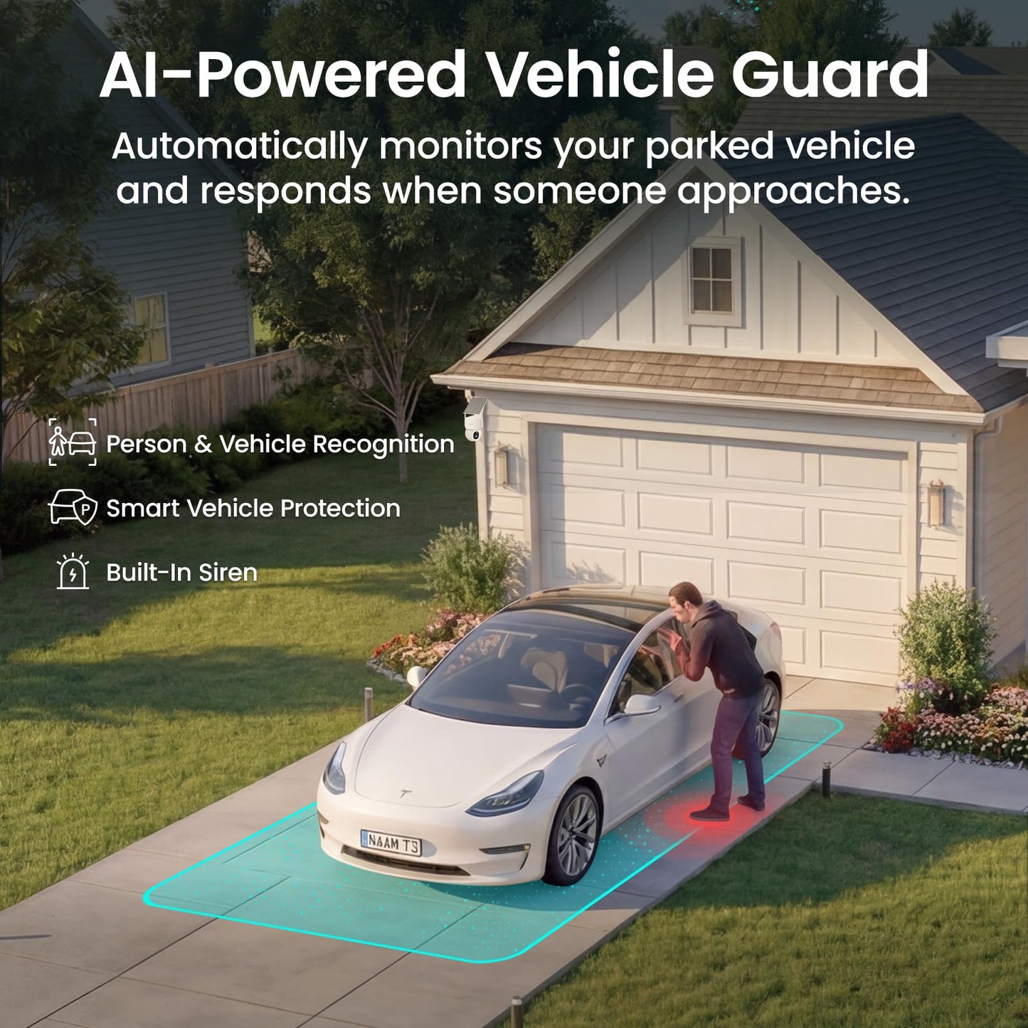 aosu SolarCam D1 Max 4-Cam Kit, 4K Solar Security Cameras Wireless Outdoor, 360° PTZ Auto Tracking & Vehicle Detection, Color Night Vision, No Subscription Required, 1TB Expandable Storage