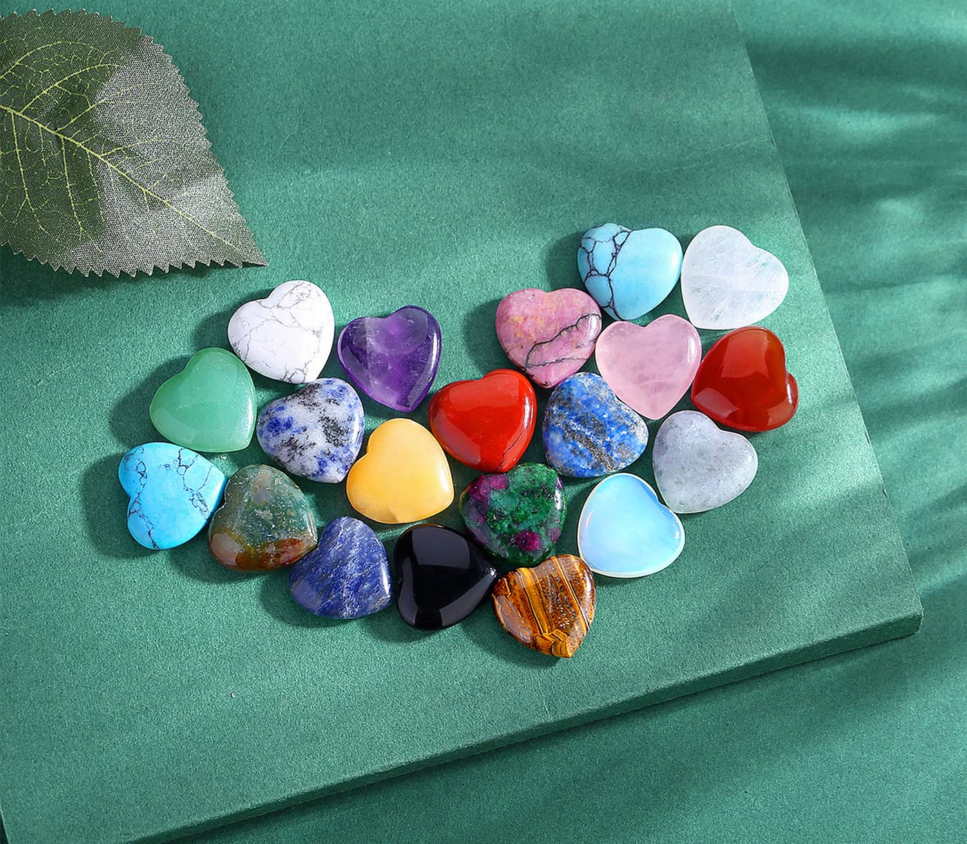 Bundle of 20 PCS Crystals Wands and 20 PCS Natural Heart Crystals Healing Crystal Palm Pocket Stones Polished Love Shaped Gemstones Rose Quartz Amethyst Assorted Set Bulk Wholesale Reiki Energy Balanc