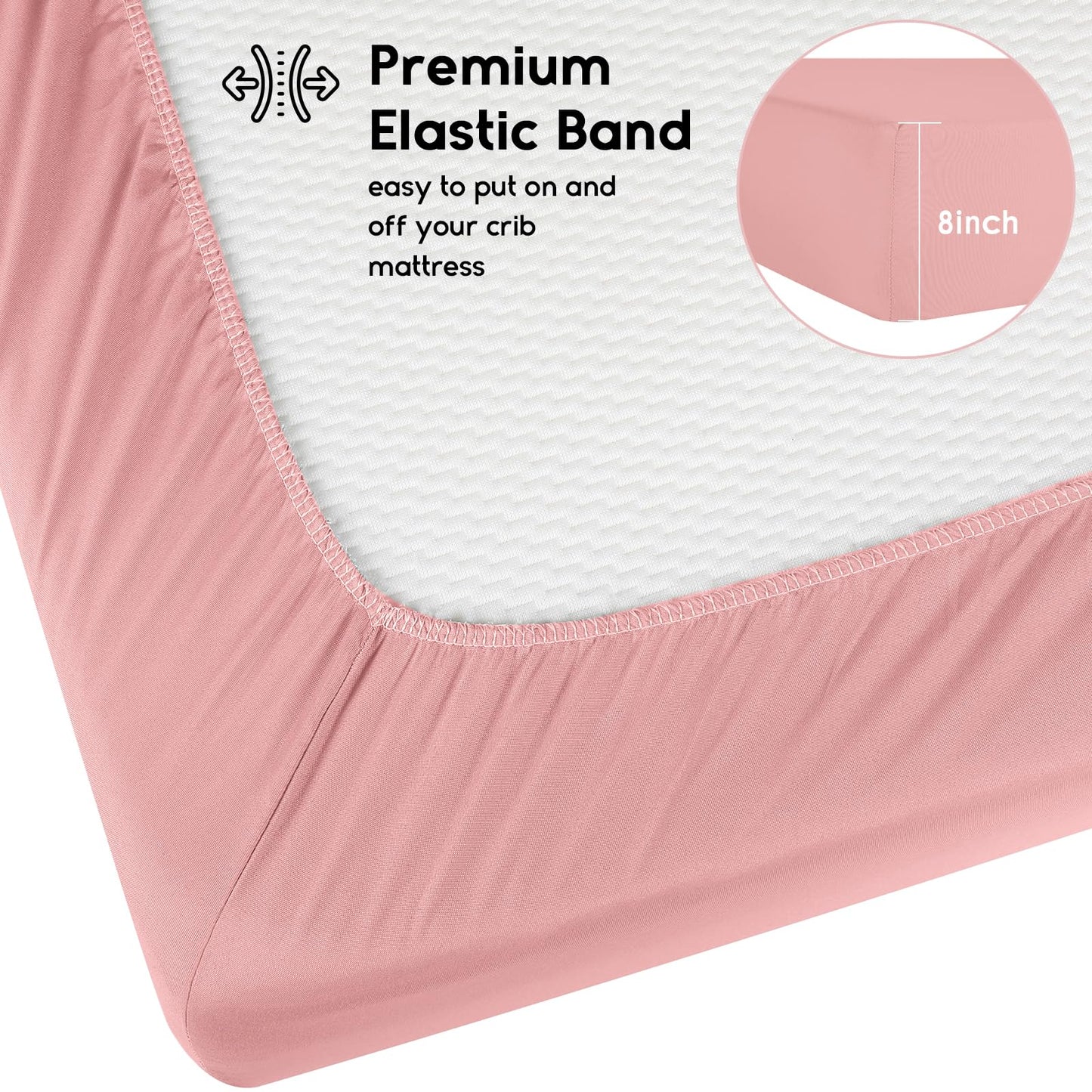 Yoofoss Baby Crib Sheets for Boys Girls, Fitted Crib Sheet 2 Pack for Standard Crib and Toddler Mattress, Super Soft Microfiber Baby Sheet 28x52x8in Pink + Butterflies