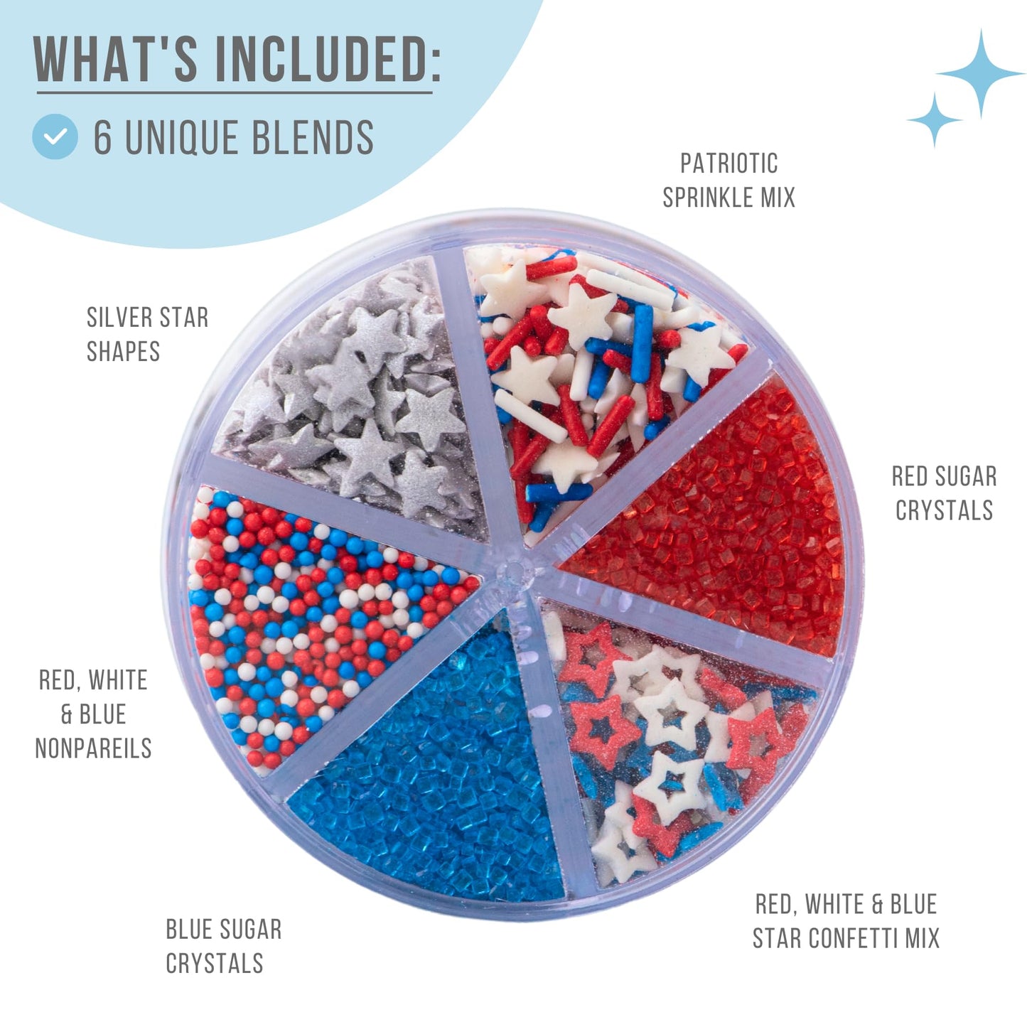 Sweets Indeed Valentines Sprinkles 6-Cell Jar | Heart Sprinkles, Red White Pink Jimmies & Sanding Sugar | Baking & Decorating | 6.45 ounces