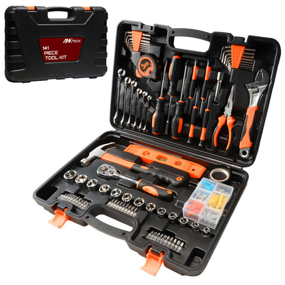 Home Repair Tool Kit 141 Piece General Basic Tool Set for Men Women Mechanic's Tool Set for Home Car Dorm Screwdriver & Socket Set with Storage Tool Box