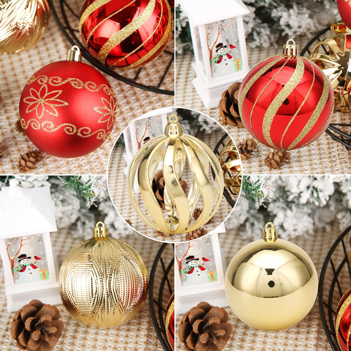 Christmas Ball Ornaments Set, 20pcs 3.15'' Red and Gold Christmas Shatterproof Ornaments Set for Xmas Tree Traditional Christmas Tree Decoration Hanging Baubles for Home Decor