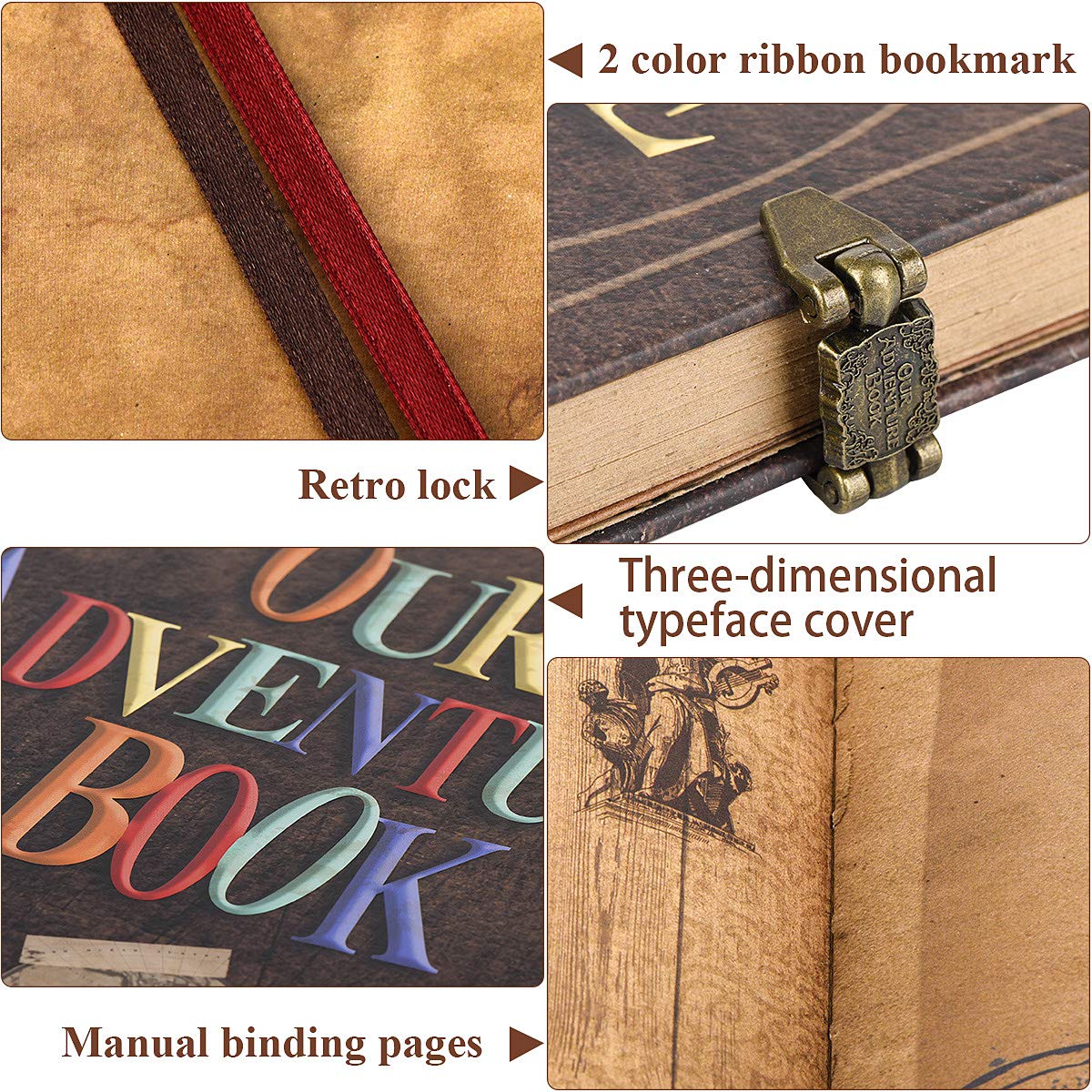 Our Adventure Book Travel Diary Photo Book, Scrapbook, Photo Album - Retro Vintage Souvenirs, DIY Guestbook for Anniversary, Wedding, Travel Writing, Baby & Friend Gifts, Heartfelt Present (Ball)