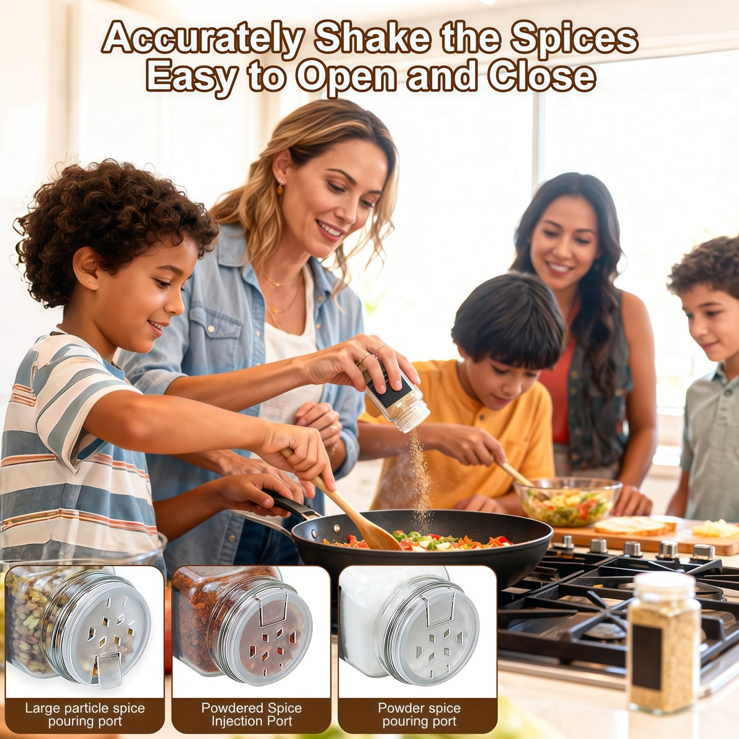 JARXSUN Glass Spice Jars with Label, 24Pcs Spice Jars with Shaker Lids-4 oz Gold Spice Seasoning Jars Bottles Containers Set for Spice Rack (24)