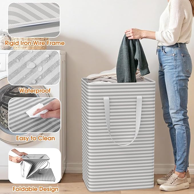 3 Pack Laundry Basket, Waterproof & Freestanding Large Laundry Hamper,