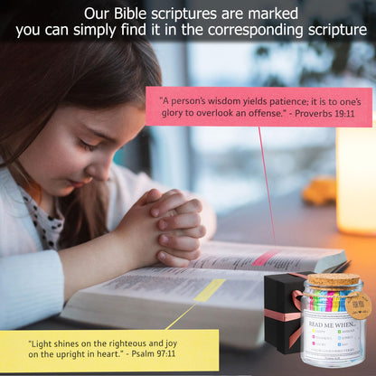 Bible Verse Jar, Read Me When Bible Verses Jar for Daily Encouragement, Christian Gifts for Women, Valentines Day Gifts For Him, Her, Birthday Gift for Mom, Prayer Cards With A 48-inch Ribbon Bow