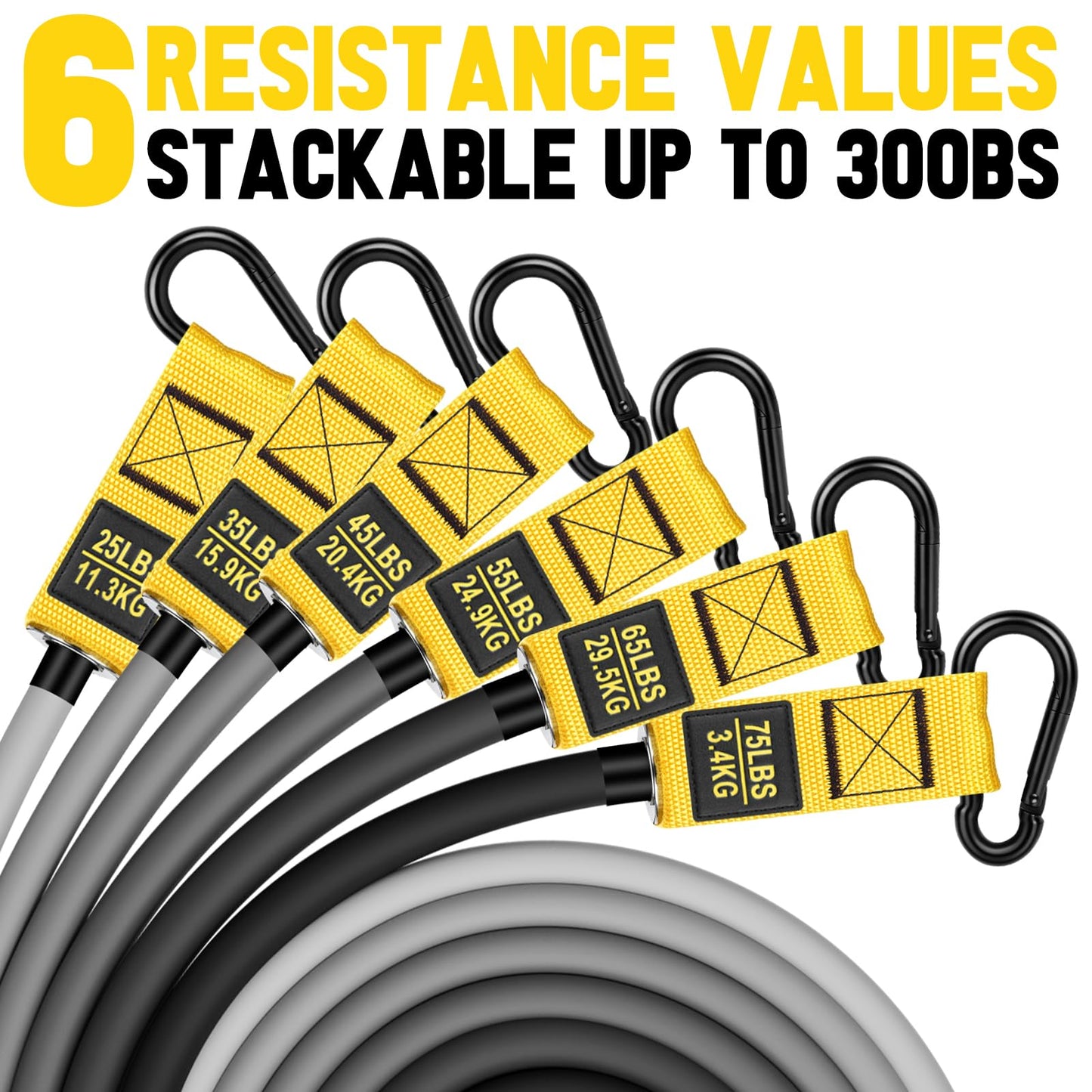 Heavy Resistance Bands for Working Out, 300lbs/360lb/420lb Exercise Bands Workout Bands with Handles, Door Anchor, Ankle Straps, Home Gym Workout Equipment for Men Fitness Strength Training Stretching