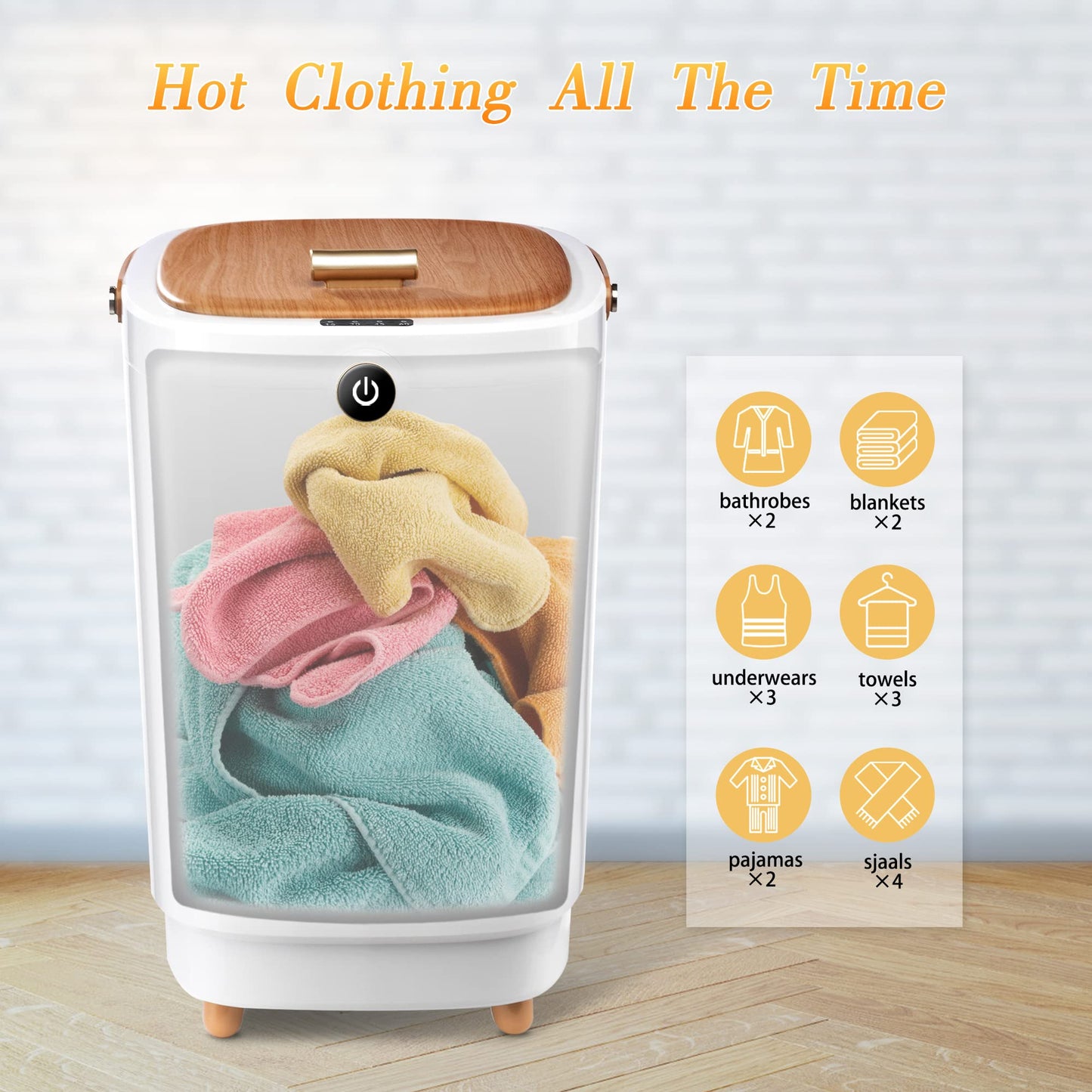 Large Towel Warmers for Bathroom,Luxury Portable Bucket Towel Warmer Fits Up to Two 70"X80" Oversized Towels with Timing Auto Shut Off, Yellow