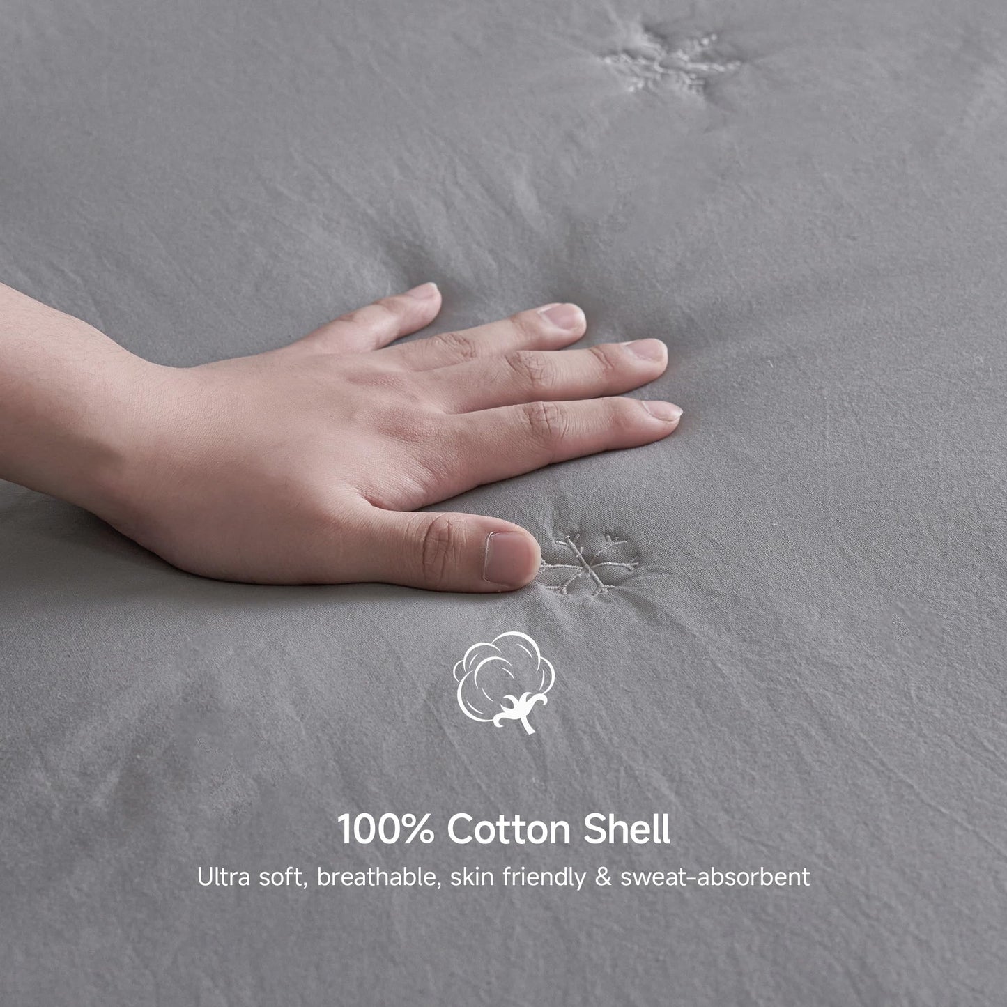 Simple&Opulence Queen Size Mattress Pad Protector, 100% Cotton Top Cooling Breathable Quilted Mattress Cover Fitted Sheet Stretches up to 16 Inches Deep Pocket Non Slip Soft Bed Pad Topper-Dark Grey