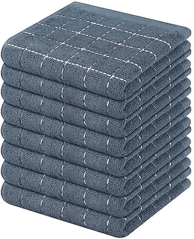 Mordimy 100% Cotton Terry Cloth Dish Cloths, Soft and Absorbent Checkered Dish