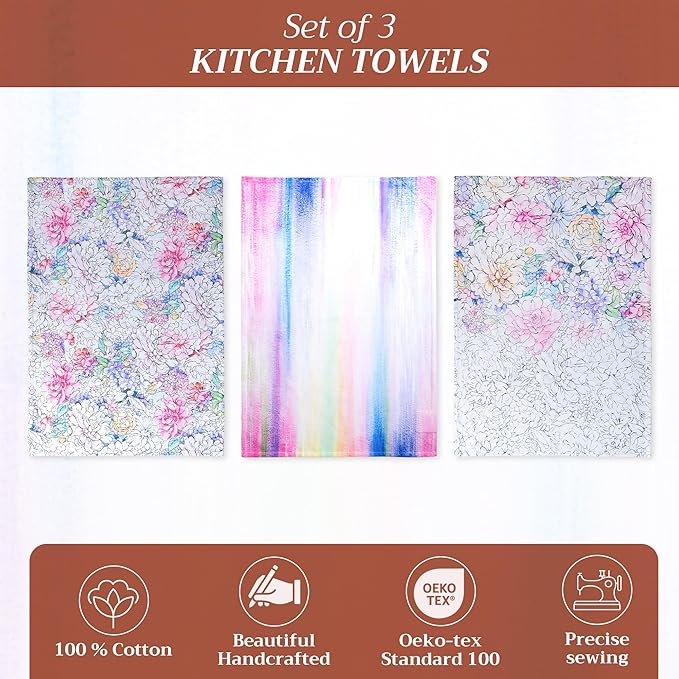 Maison d' Hermine Kitchen Towels Set of 3 100% Cotton 27.50" x 20" Reusable