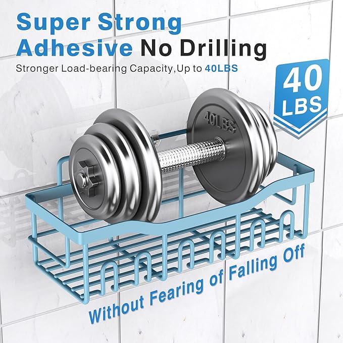 EUDELE 5-Pack Rustproof Stainless Steel Shower Caddy – No Drill Adhesive