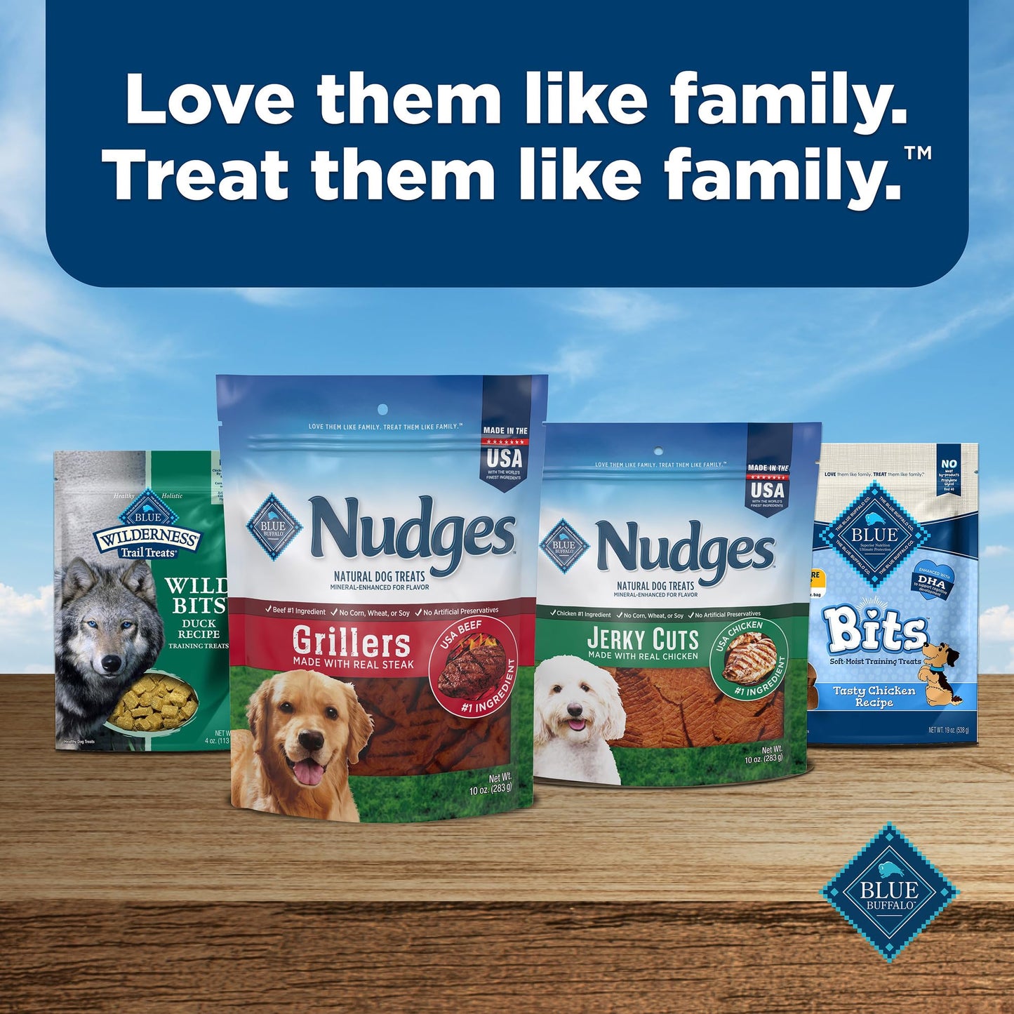 Blue Buffalo Nudges Jerky Cuts Dog Treats, Made in the USA with Natural Ingredients, Steak, 16-oz Bag
