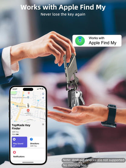 Keychain, Works with Apple Find My, Carabiner Heavy Duty Car Key Chains, Bottle Opener Anti-Lost Keys with Smart Bluetooth GPS Tracker, Rechargeable Smart Key Finder for Luggage, Backpack, Gunmetal