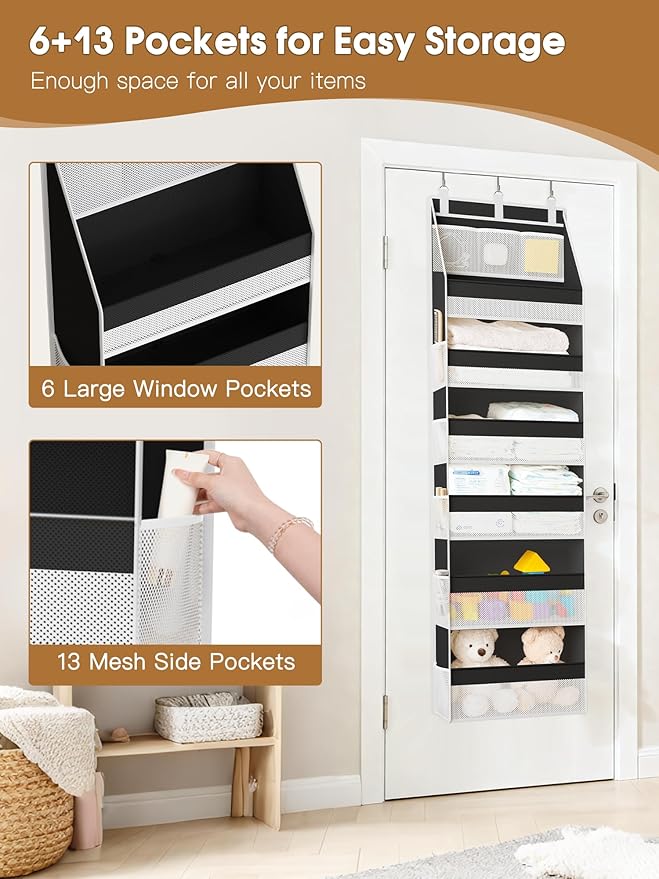 Criusia 2 Pack Over the Door Organizer, Heavy-Duty 6-Shelf Hanging Storage