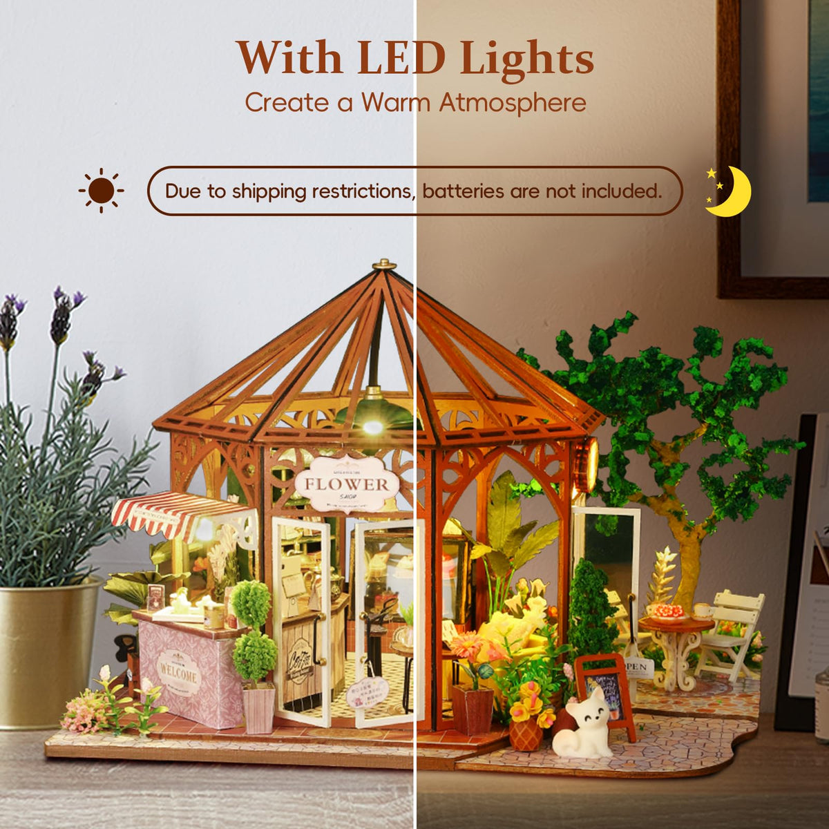 Hallisun DIY Miniature House Building Kits, Romantik Villa and Siti Mocha House 3D Wooden Dollhouse Toys, Birthday Festival Gift for Teens Adults with Dustproof Covers