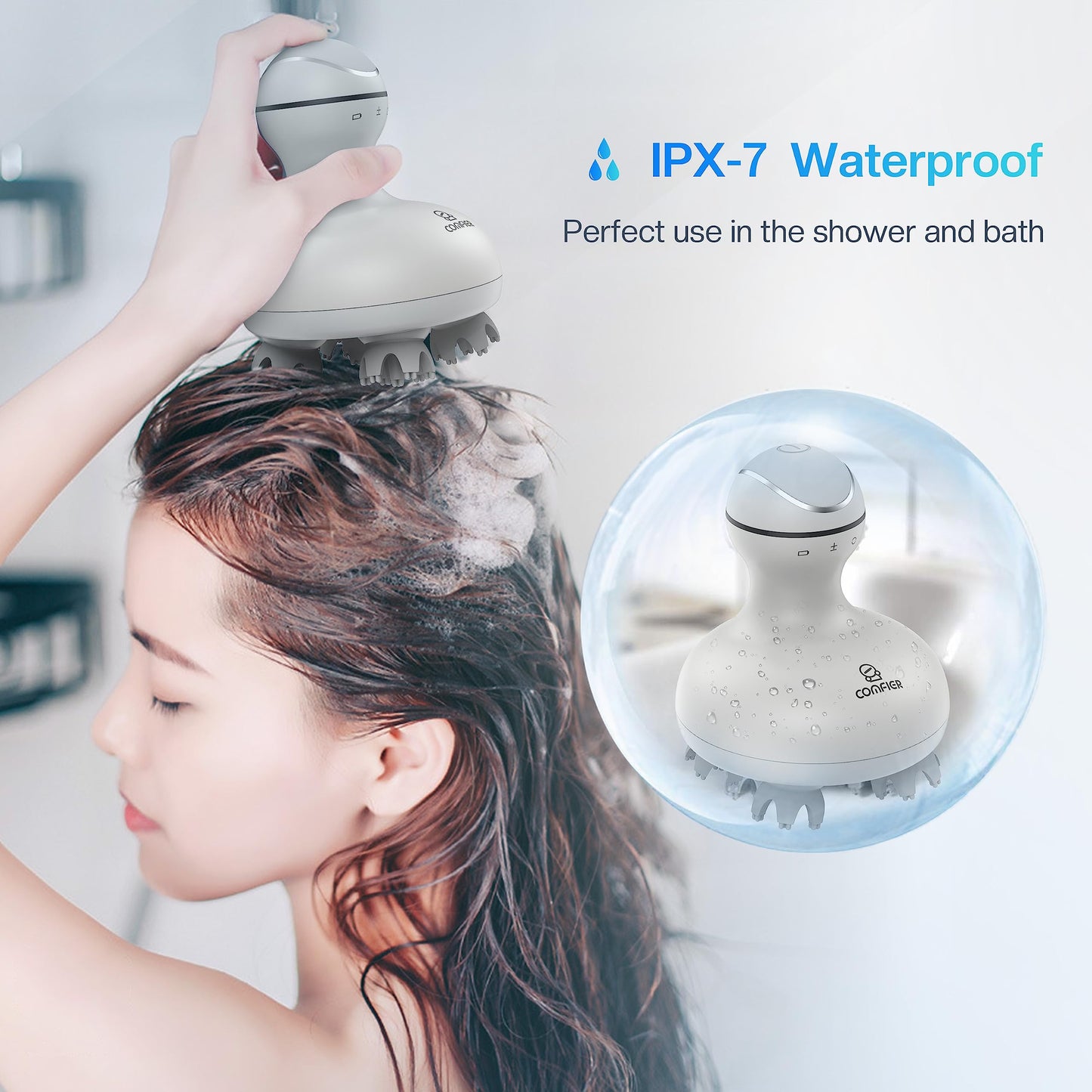COMFIER Electric Scalp Massager with Mutlti-Modes Vibration, Portable Handheld Head Scratcher for Hair Growth,Waterproof Head Massager for Full Body,Dog Cat Massager for Deep Clean and Stress Relax