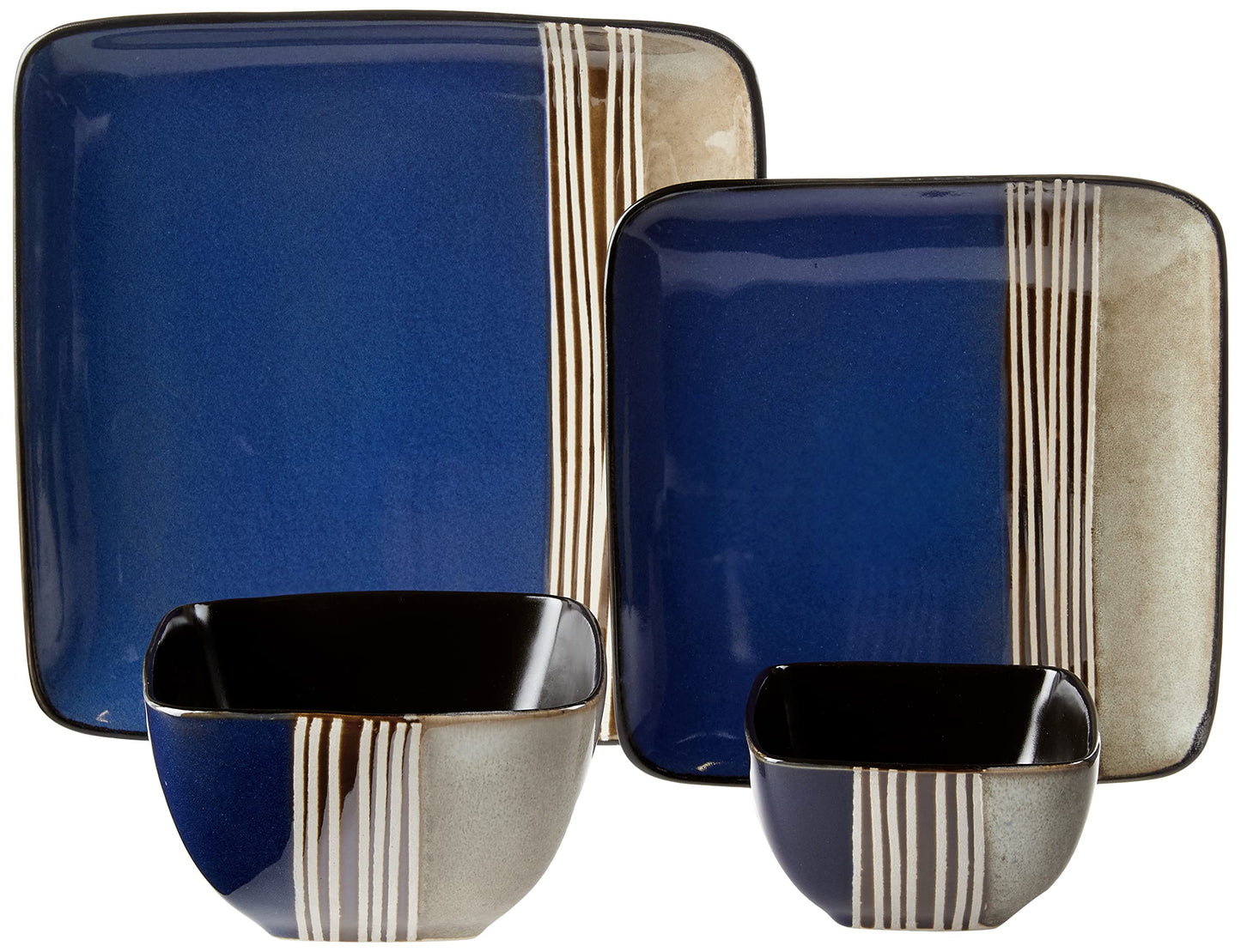 Elama 16 Piece Double Bowl Stoneware Dinnerware Set with Service for 4