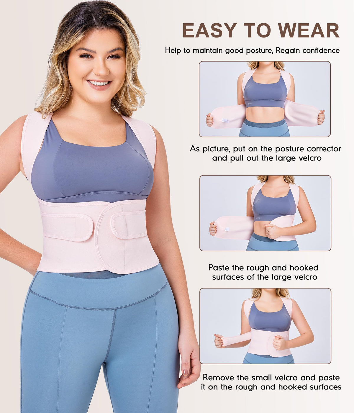 URSEXYLY Back Brace Posture Corrector for Women Adjustable Shoulder Straightener Full Back Support Upper, Lower Back Pain Relief,Spine Straightener Posture Corrector (Pink, XX-Large)
