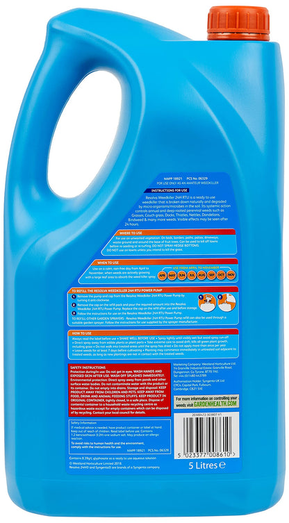 Resolva 24H Ready To Use Power Pump Weed Killer Refill, 5 Litre