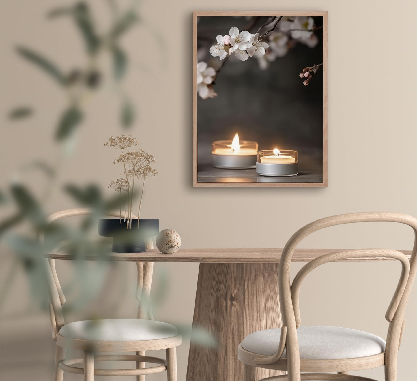 ZHJIOFXG 3 Piece Zen Canvas Wall Art Stacked Stones Cherry Blossom Candle Spa Wall Decor Calming Minimalist Neutral Poster Print Art for Bathroom Bedroom Yoga Room Office Living Room 12x16in Unframed