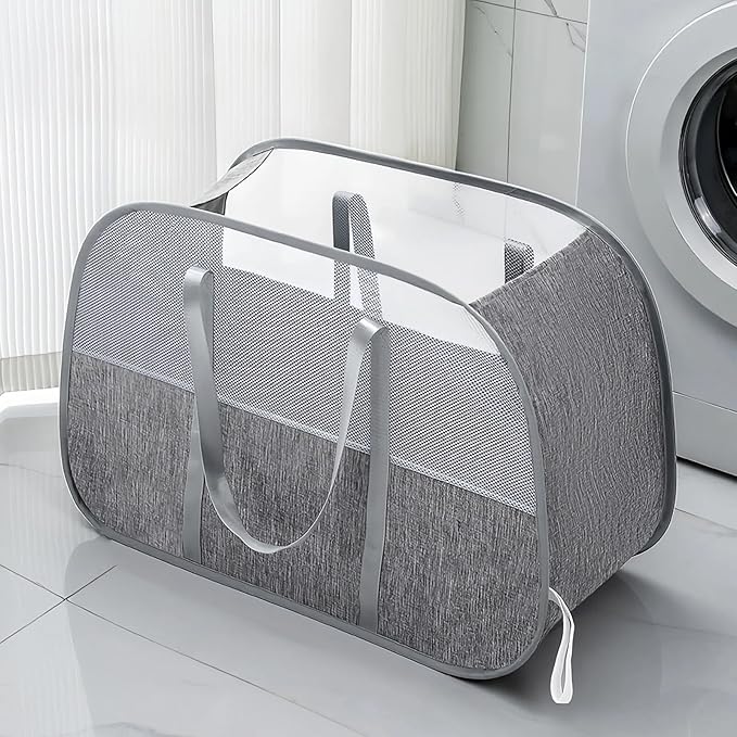 Large Collapsible Laundry Hamper, Breathable Mesh Design, Sturdy Steel Frame