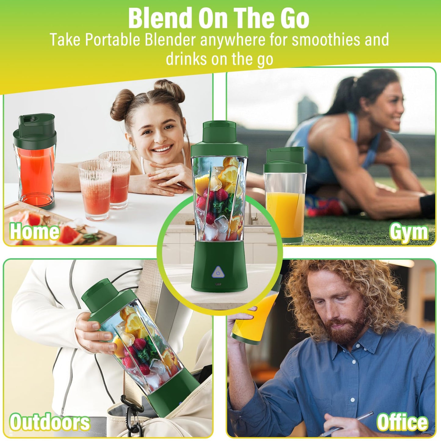 Portable Blender, 360W Personal Blender for Shakes and Smoothies for Kitchen, 24 Oz BPA Free Traveling Juicer Cup and Lid with 6 Blades, Self Cleaning Portable Juicer for Kitchen/Travel/Gym, Black
