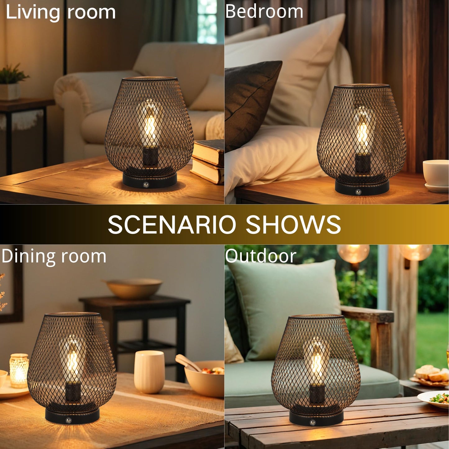 JHY DESIGN Dimmable Touch Bedside Table Lamp Rechargeable Battery Powered Lamp with LED Bulb Cordless Accent Lamp for Weddings Parties Patio Events for Indoors Outdoors(Metal Base, Bronze Egg)