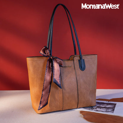Montana West Tote Bags for Women Medium Top Handle Satchel Purses Large Shoulder Handbag Hobo Bags Brown MWC-323BR