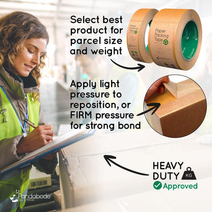 Pandabode Kraft Paper Packing Tape 48mm x 50m | Brown Paper Tape for Strong Parcel Packaging | 1/3/6/12 Pack | Recyclable & Eco Friendly (3)