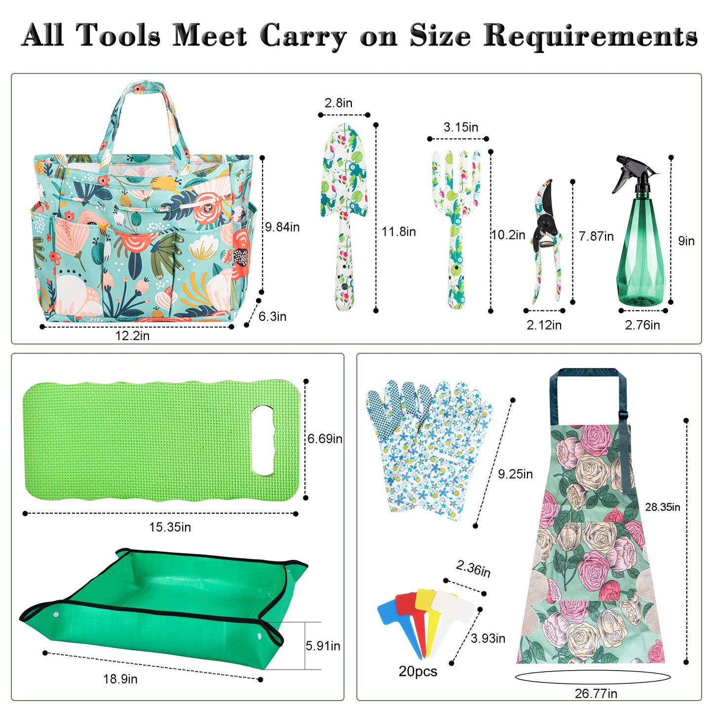 Gifts for Mom Mothers Day, Mom Birthday Gifts from Daughters Floral Gardening Tools and Durable Garden Tools Organizer Tote, Ideal Gardening Gift for Women Plant Lover Present