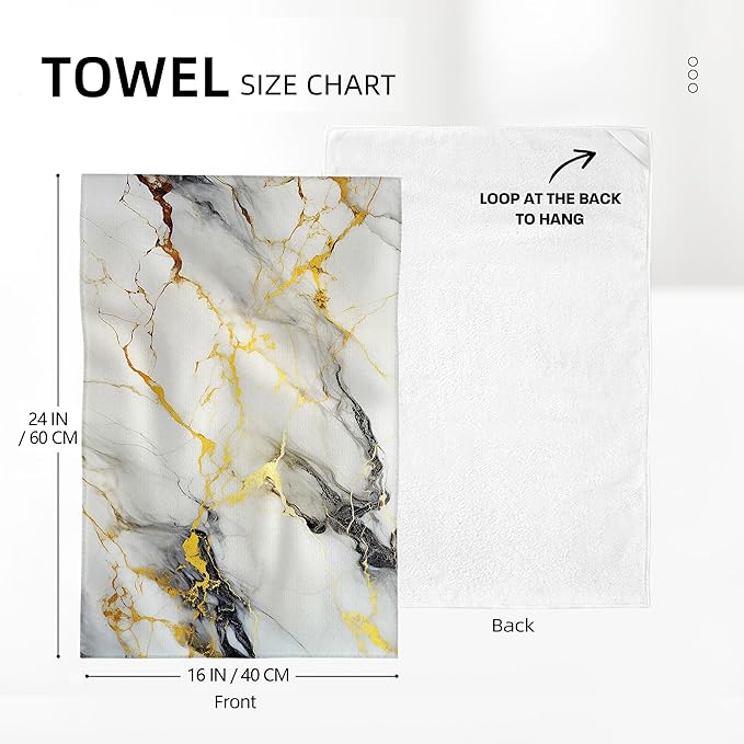 Black Gold Kitchen Towel Set of 2, Soft Absorbent Decorative Hand Towels Tea