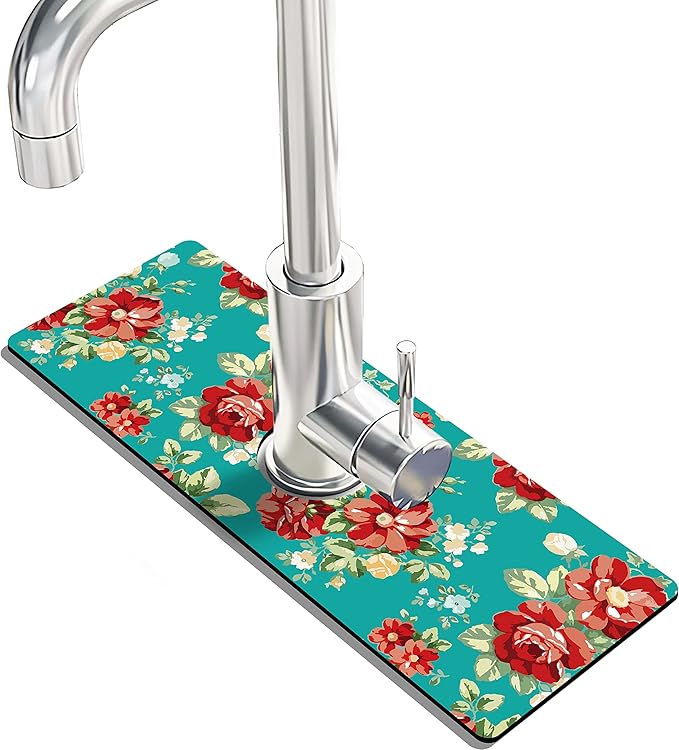 Kitchen Sink Splash Guard Faucet Mat -2 PC Super Absorbent Fast Drying Mat Sink